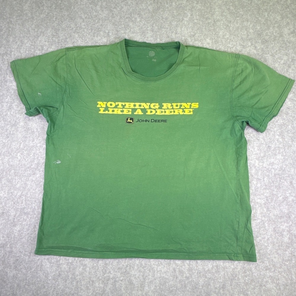 John Deere Men's "Nothing Runs Like A Deere" Graphic T Shirt Green Size Large - Picture 1 of 5